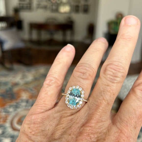 Beautiful sterling silver gold plated Blue crystal sterling silver, size 7 - Picture 6 of 8